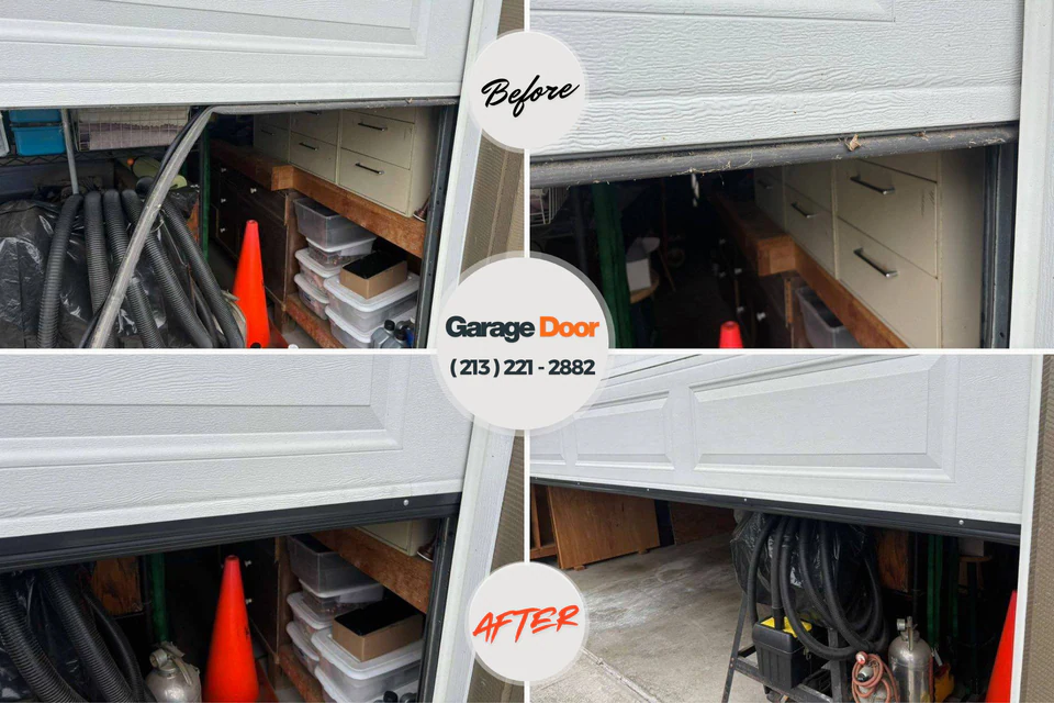 Before and after: garage door repair Oliver Springs, TN